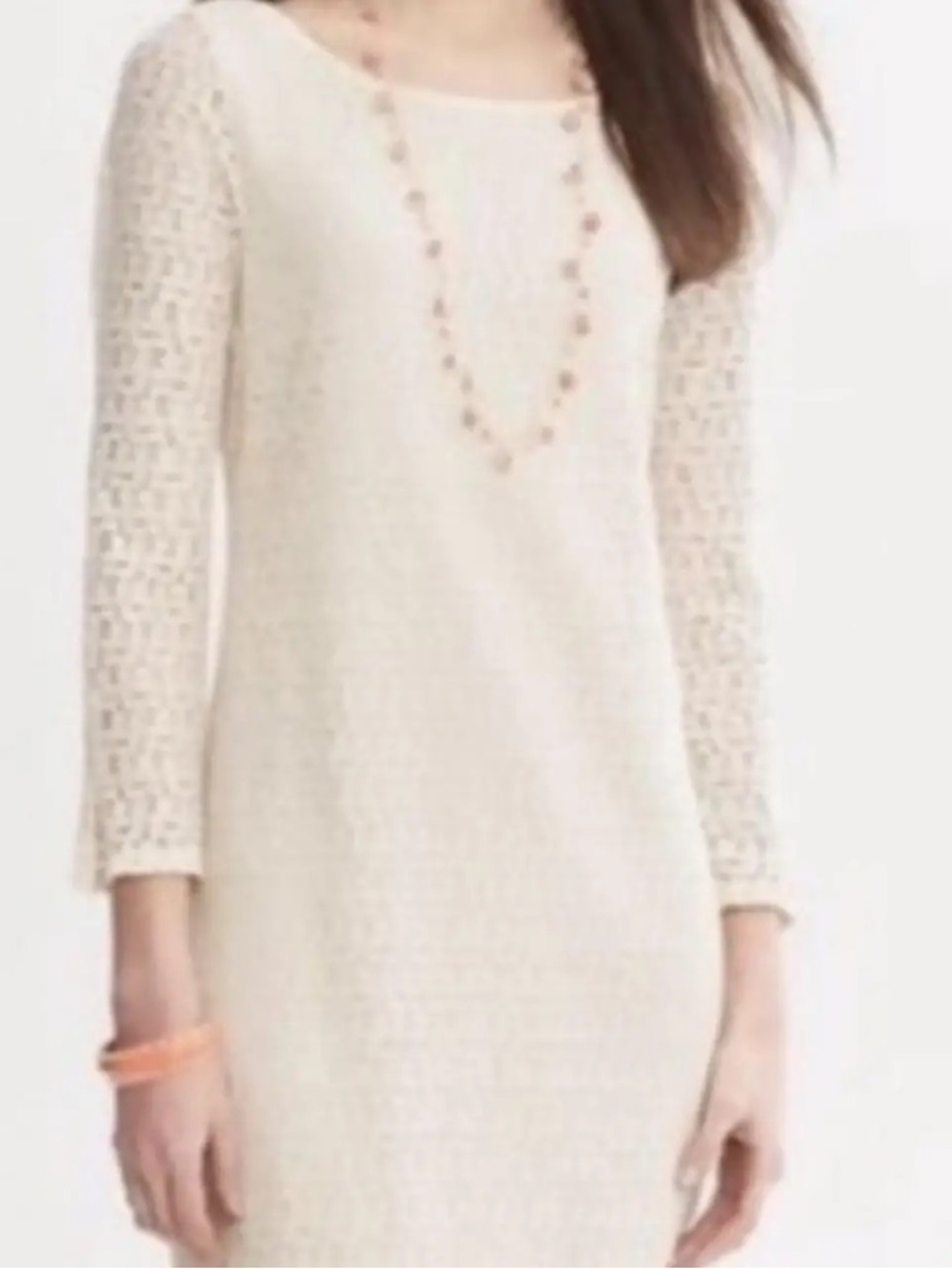Banana Republic Cream Lace Long Sleeve Shift Dress
